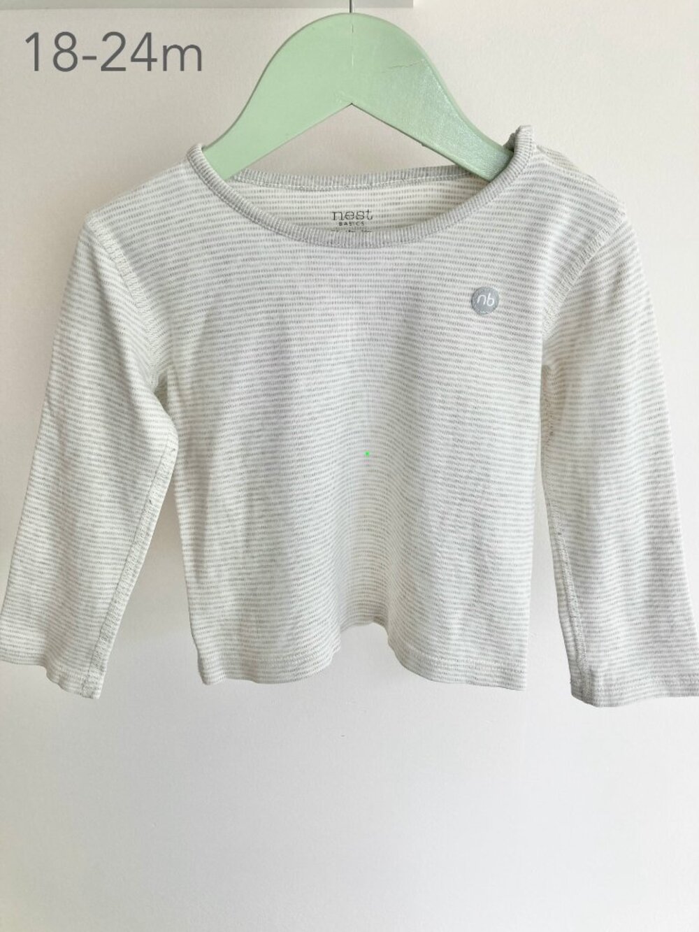 🪴5/$30 Nest Designs 18-24 Months Toddler Grey White Stripe Long Sleeve Top Fall
